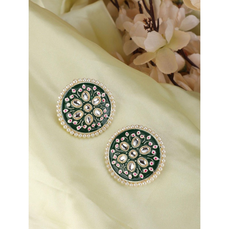 Anouk Gold-Plated Kundan Studded Circular Shaped Studs