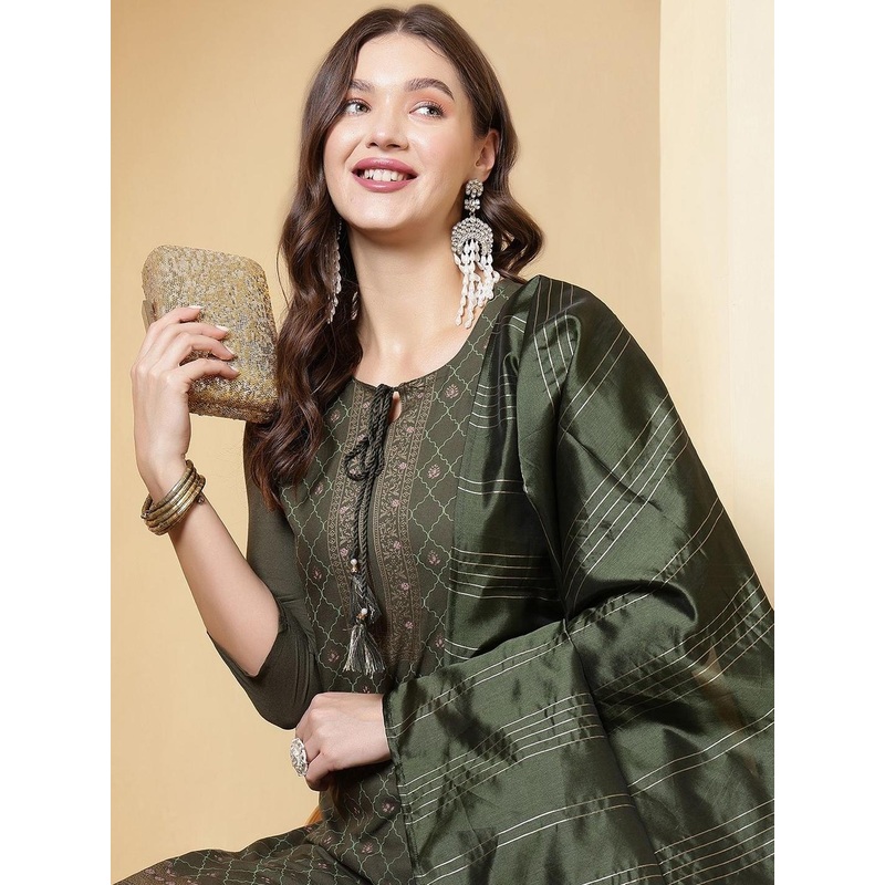 Anouk Rustic  Women Ethnic Motifs Printed Regular Kurta with Trousers & With Dupatta