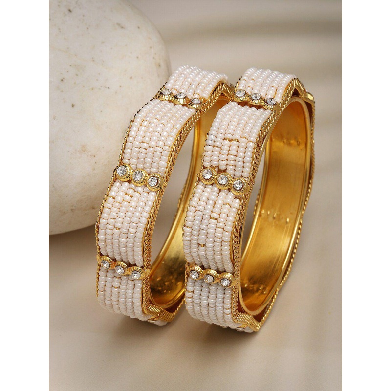 Anouk Set Of 2 Gold-Plated Pearls Beaded Bangles