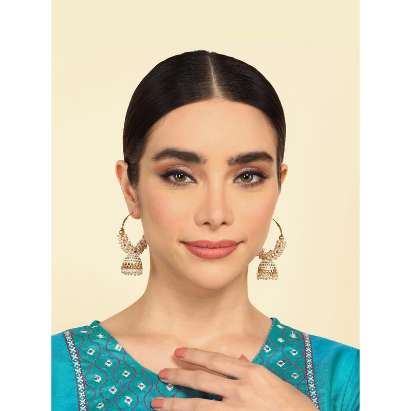 ANTICO Gold-Plated Circular Jhumkas Earrings