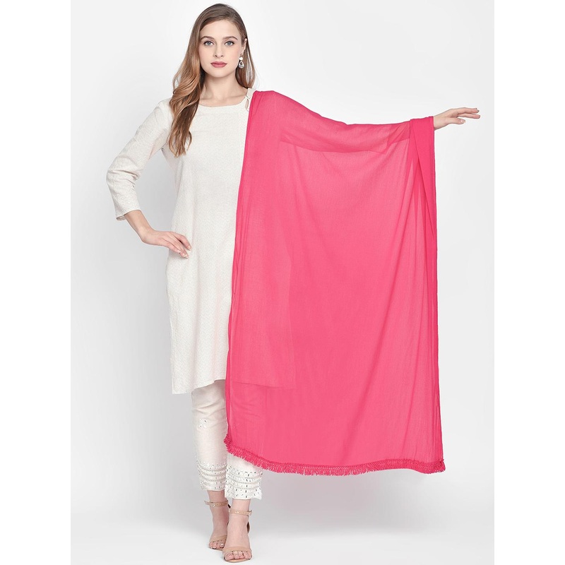 Dupatta Bazaar Pink Solid Dupatta