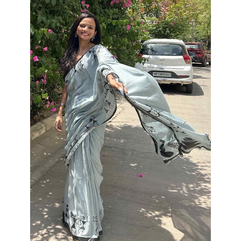 HERE&NOW Paisley Pure Cotton Handloom Ikat Saree