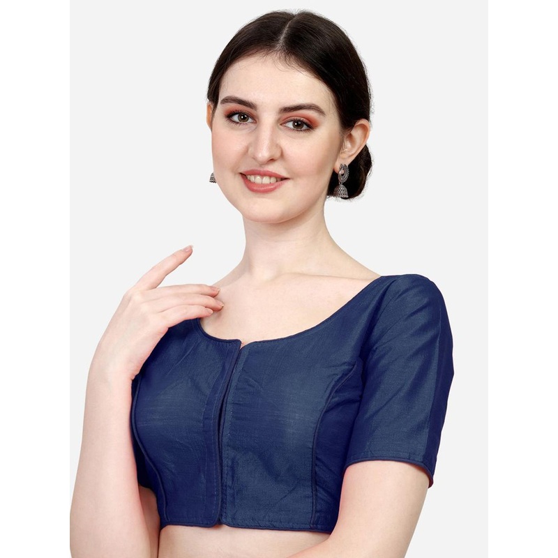 HERE&NOW Soft Silk Round Neck Readymade Saree Blouse