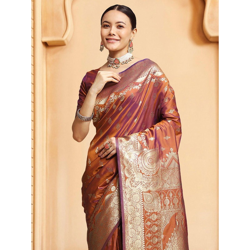 House of Pataudi Ethnic Motifs Woven Design Kanjeevaram Saree
