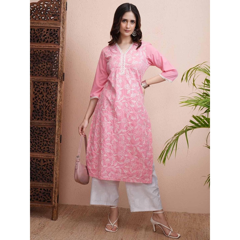 Vishudh Floral Embroidered Gotta Patti Straight Kurta