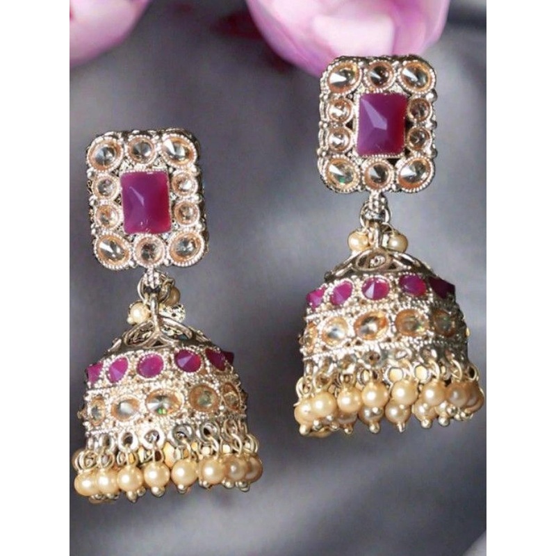 Anouk Gold-Plated Brass Cubic Zirconia Jhumkas