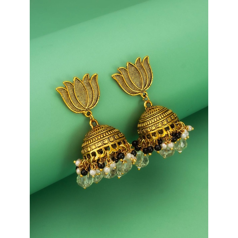 Anouk Gold-Plated Pearls Beaded Dome Shaped Jhumkas