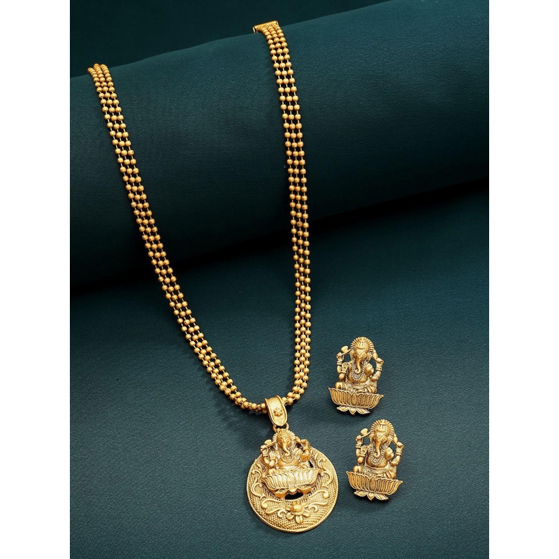 Anouk Gold Plated Temple Jewellery Set