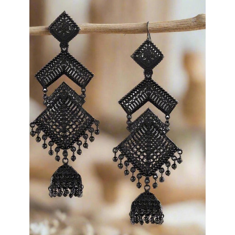Anouk Women Black Drop Earrings