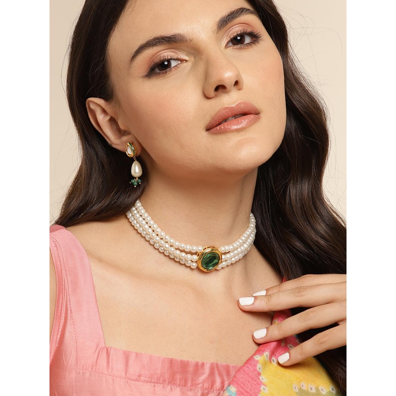 Anouk Women Gold-Plated Crystal Jewellery Set