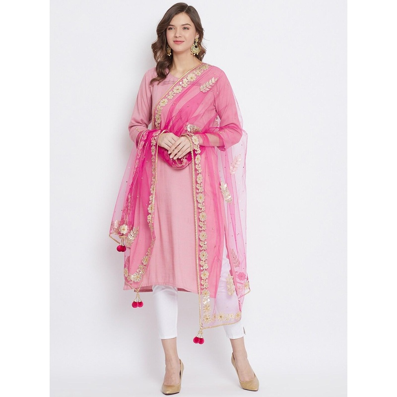 Clora Creation Embroidered Dupatta with Gotta Patti