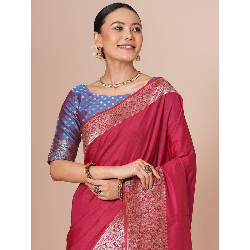 House of Pataudi Woven Design Banarasi Saree With Blouse Piece