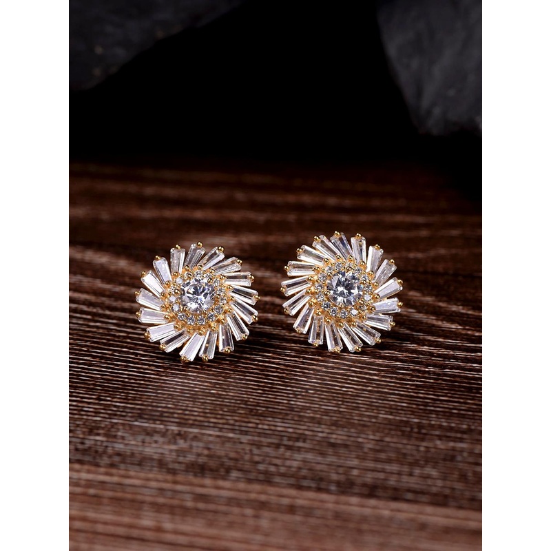 Saraf RS Jewellery Gold-Toned & White Quirky Studs Earrings