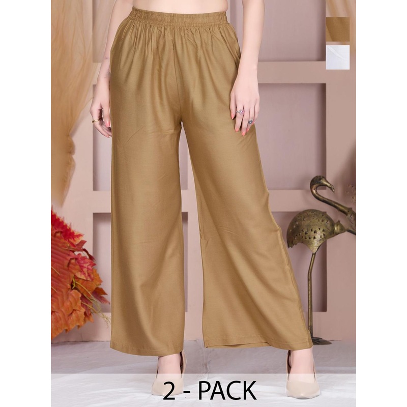 Vivika Women Pack Of 2 Flared Ethnic Palazzos