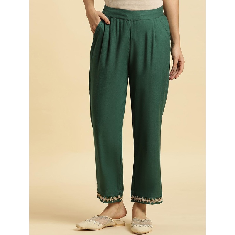 W Women Hem Design Straight Fit Palazzos