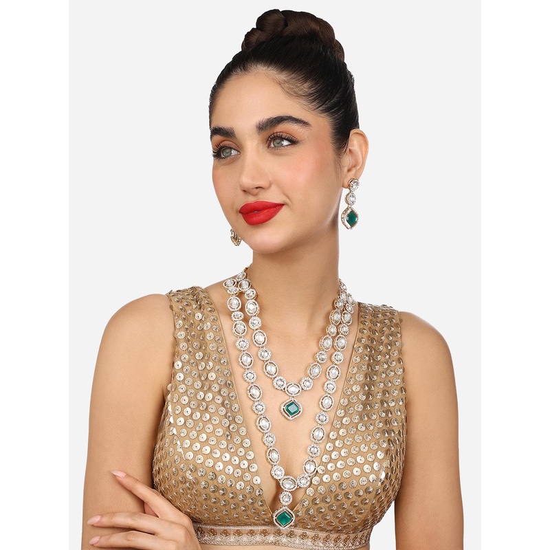 Zaveri Pearls Gold Plated Austrian Diamonds Studded Jewellery Set