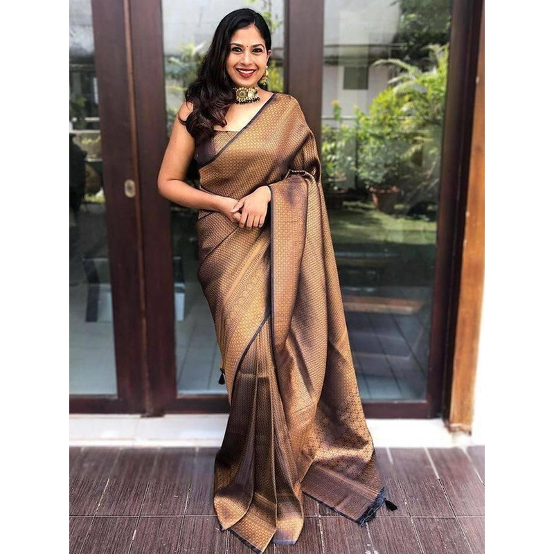 Zenophily Woven Design Zari  Kanjeevaram Saree