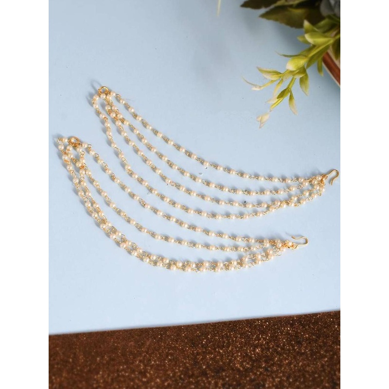 Anouk Gold Plated Pearls Beaded Layered Classic Ear Chains