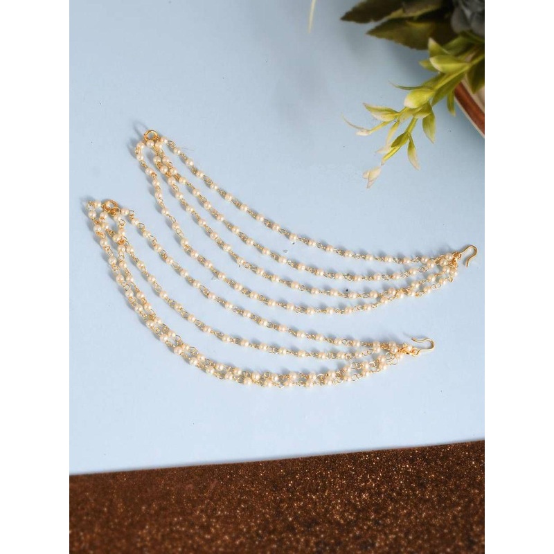 Anouk Gold Plated Pearls Beaded Layered Ear Chains