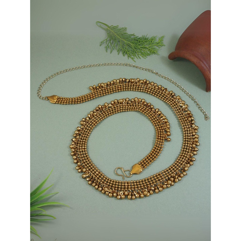 I Jewels Gold-Plated Stone Studded Ghungroo Kamarbandh