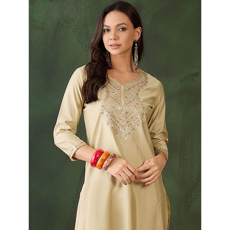 Sangria Women Sweetheart Neck Straight Kurta & Salwar Set