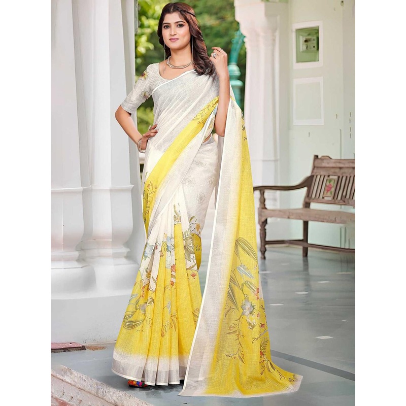 Sidhidata Floral Printed Saree with Zari Border