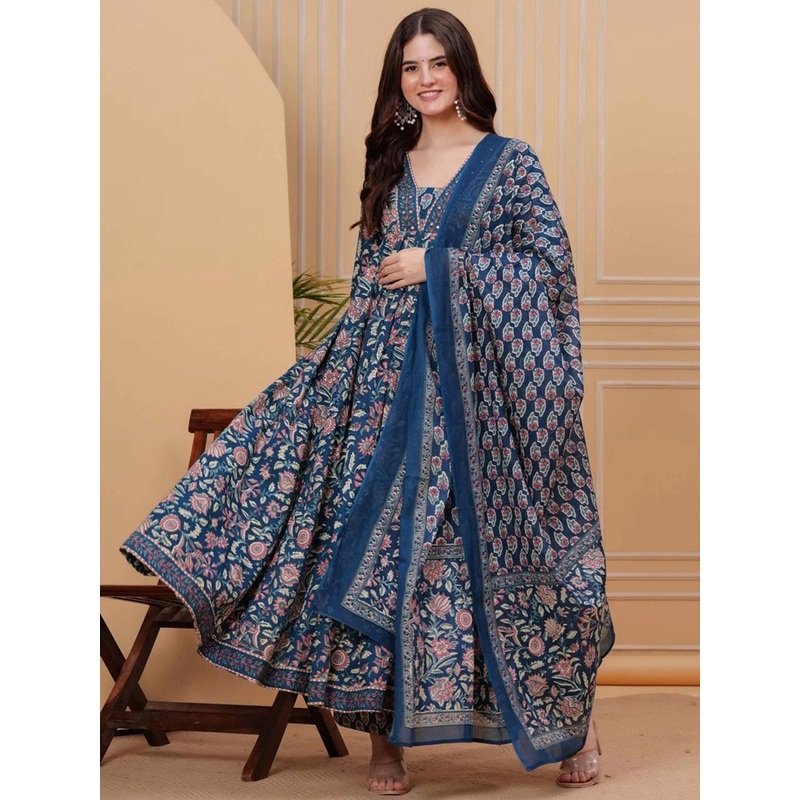 YUSRA Women Floral Printed Regular Kurta with Trousers & Dupatta