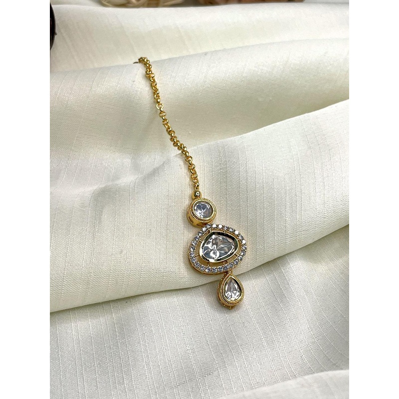 ABDESIGNS Gold-Plated Kundan-Studded Maang Tikka