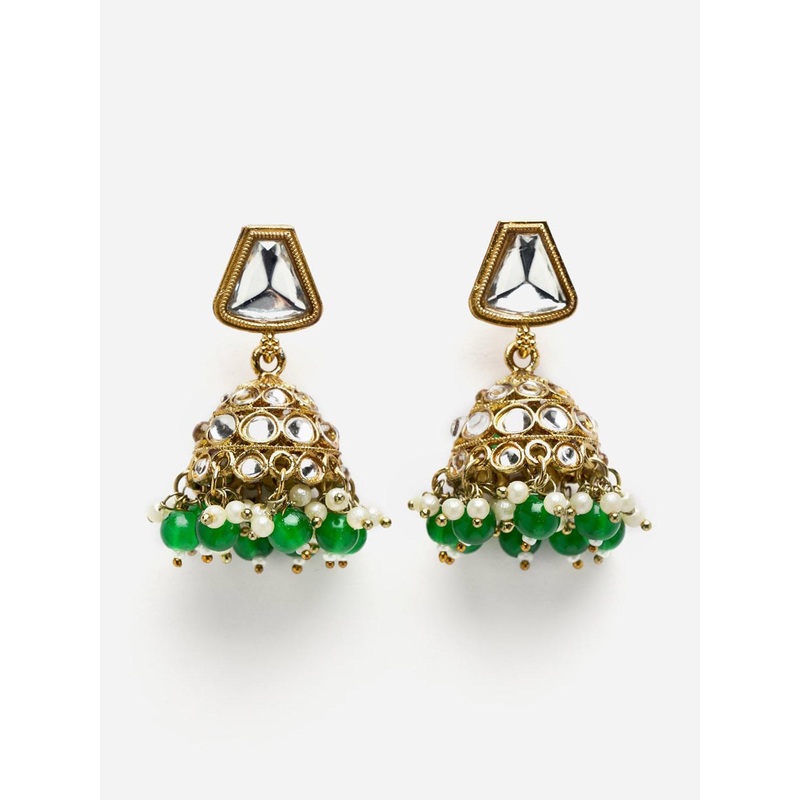 Anouk Gold-Toned Gold-Plated Kundan Contemporary Jhumkas