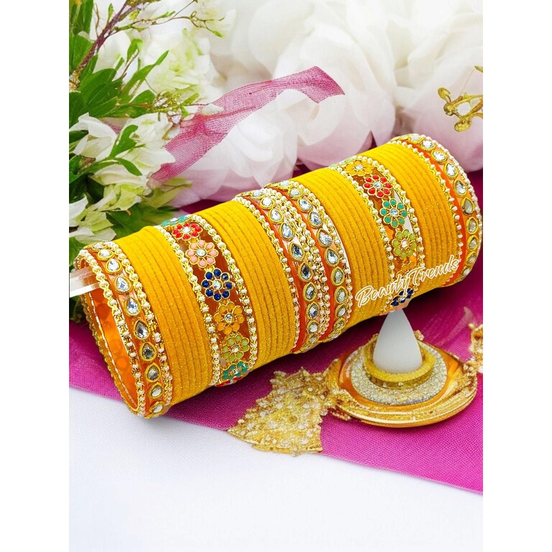 BeautyTrends Set Of 42 Gold-Plated Kundan-Studded Bangles