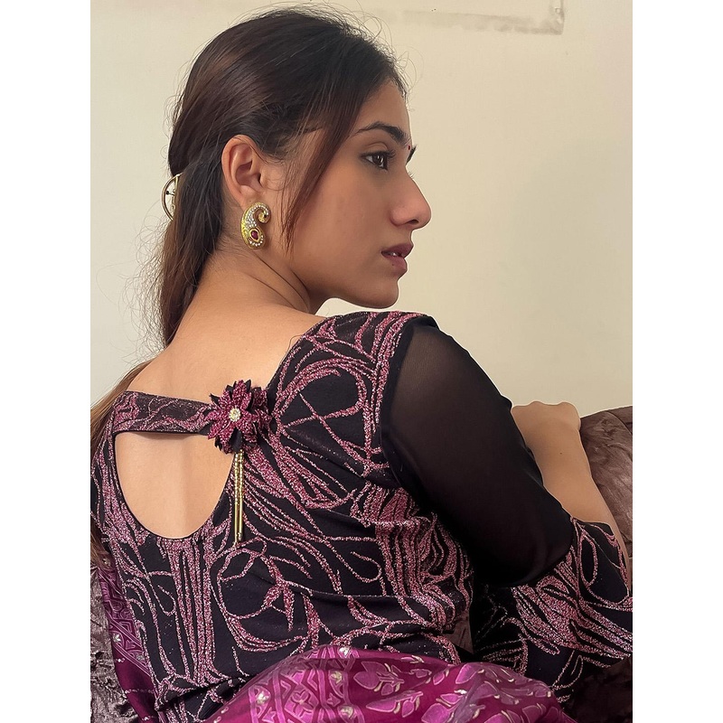Bindigasm’s Advi Embellished Stretchable Saree Blouse