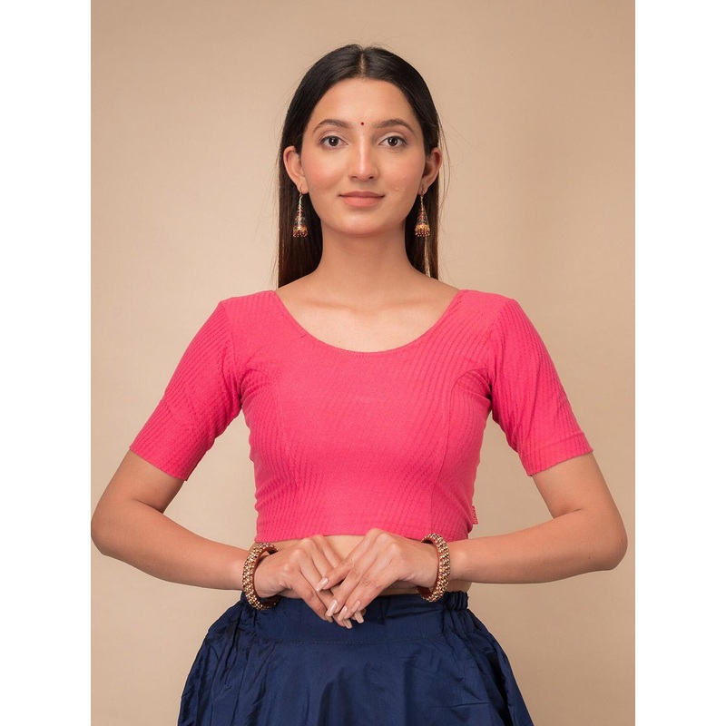 Bindigasm’s Advi Woven Design Stretchable Cotton Saree Blouse