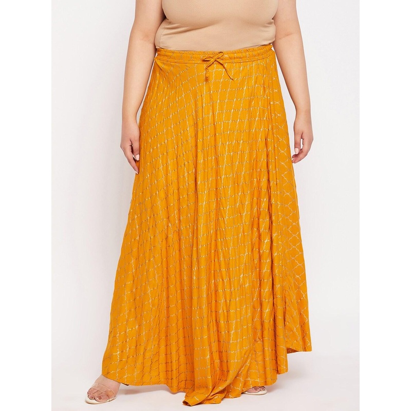 CLORA CREATION PLUS Plus Size Printed Flared Maxi Skirt