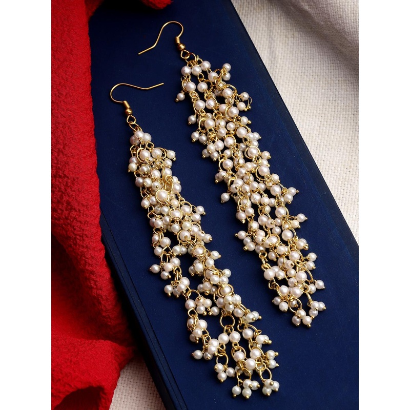 PANASH Gold-Plated Pearls Studded Classic Ear Chain