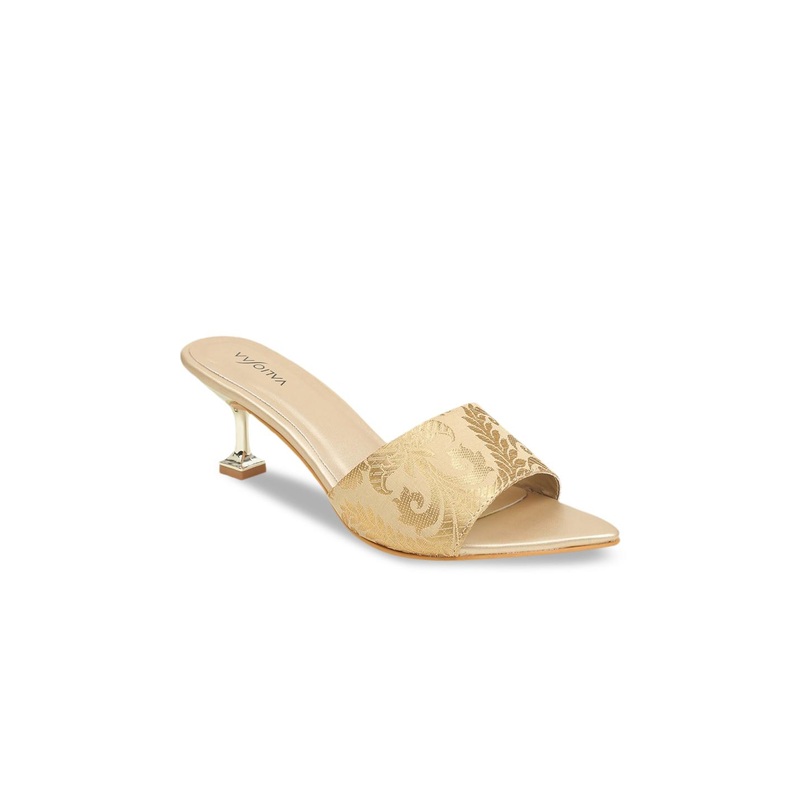 VALIOSAA Women Gold-Toned Block Heels
