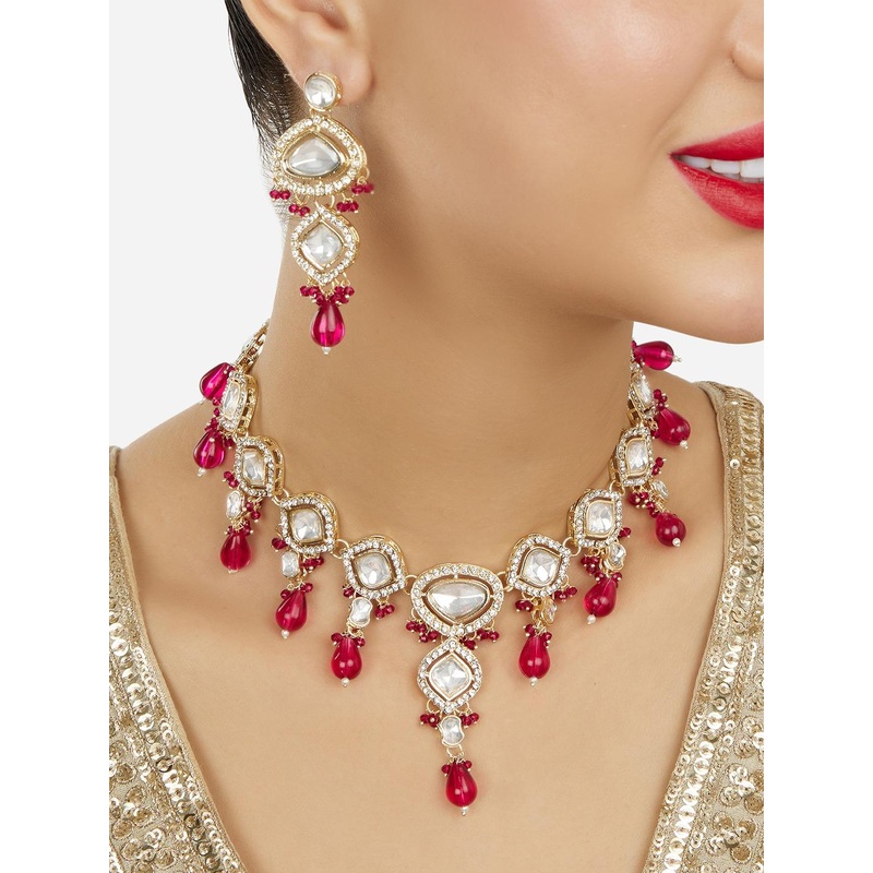 Zaveri Pearls Gold Plated Austrian Diamond Studded Jewellery Set