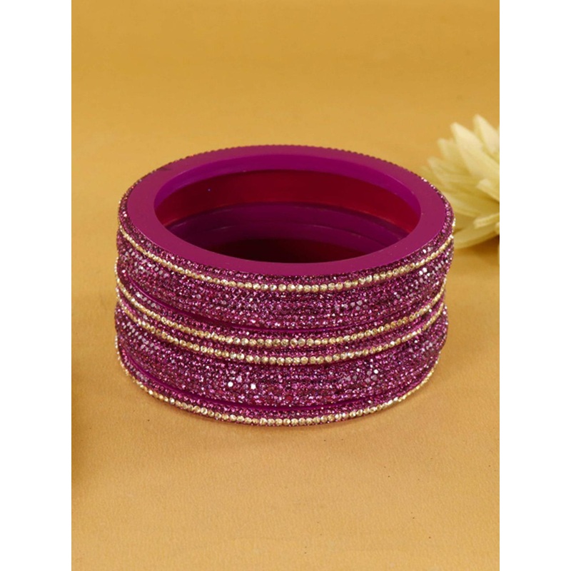 ZULKA Set Of 6 Lac Stone Studded Kada Bangles