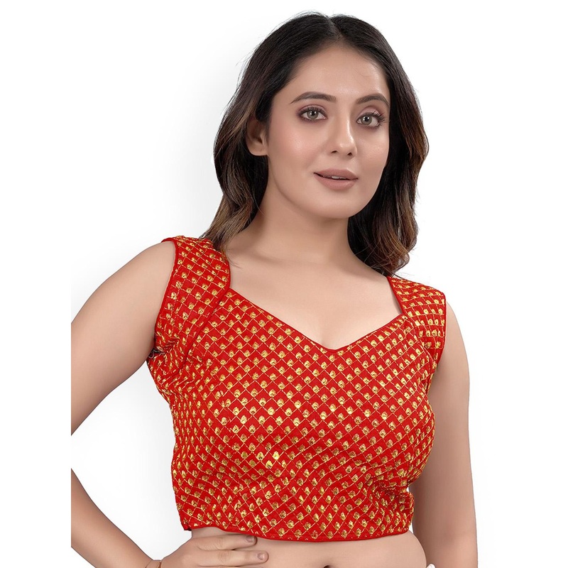 HERE&NOW Embroidered Zari Padded Saree Blouse