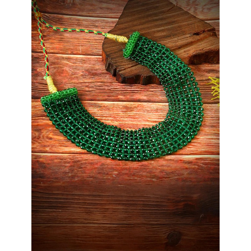 Jewar Mandi Crystals Beaded Choker Statement Necklace