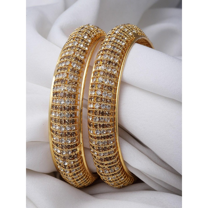 Sukkhi Set Of 2 Gold Plated American Diamond Studded Bangles