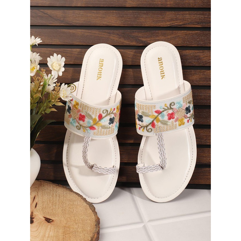 Anouk Women Ethnic Embroidered Open Toe Flats