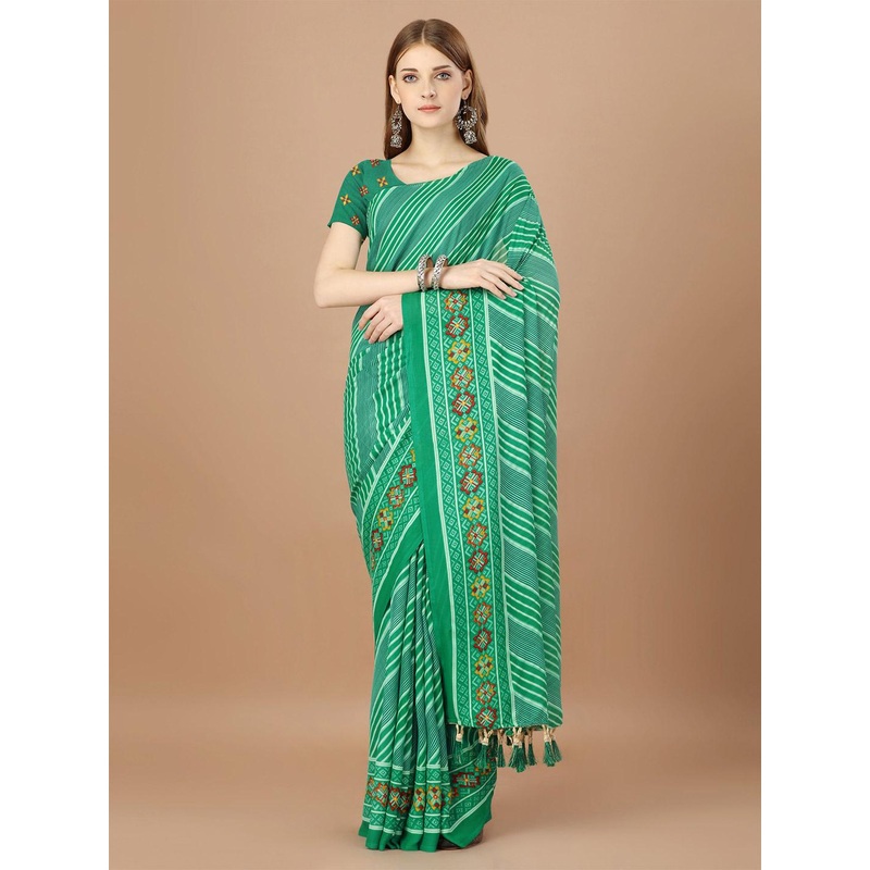 HERE&NOW Leheriya Printed Patola Saree with Blouse Piece