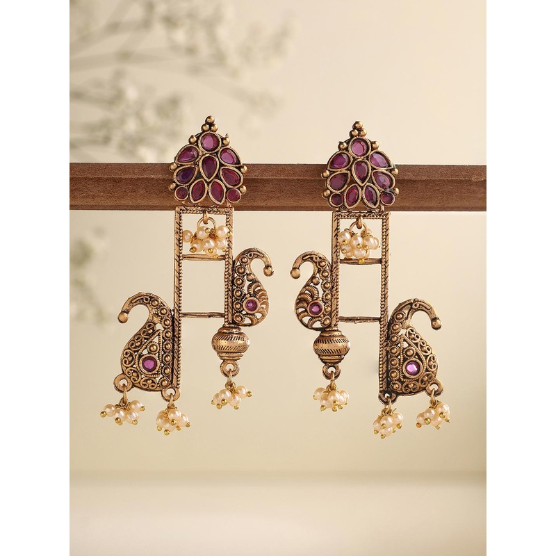 Priyaasi Gold-Plated Contemporary Drop Earrings