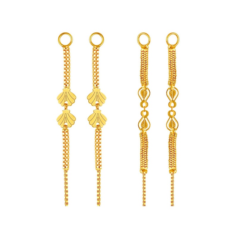 Vighnaharta Set Of 2 Gold-Plated Ear Chains