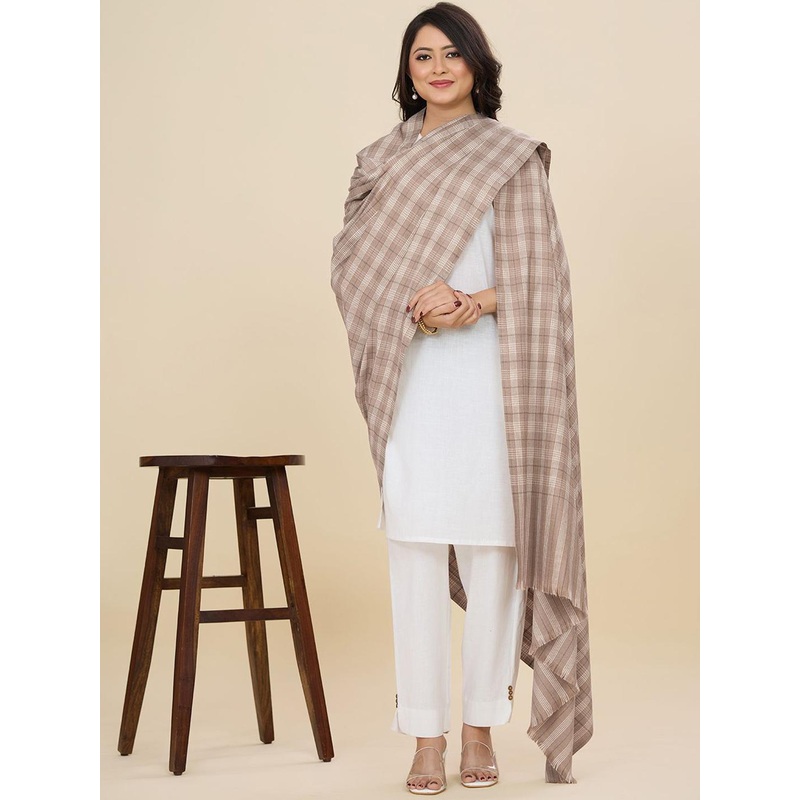 WEAVERS VILLA Women Checks Pattern Woven Winter Shawl