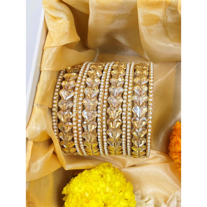 Wedding Chuda by Hitesh Bangles Pack Of 12 Pearl Beaded Bangles