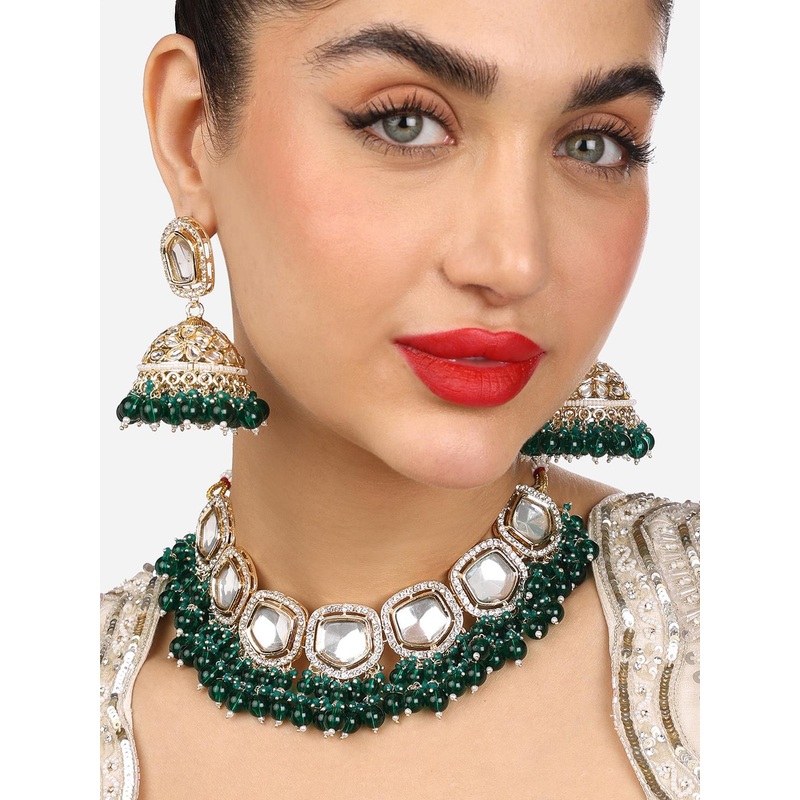 Zaveri Pearls Gold-Plated Necklace and Earrings