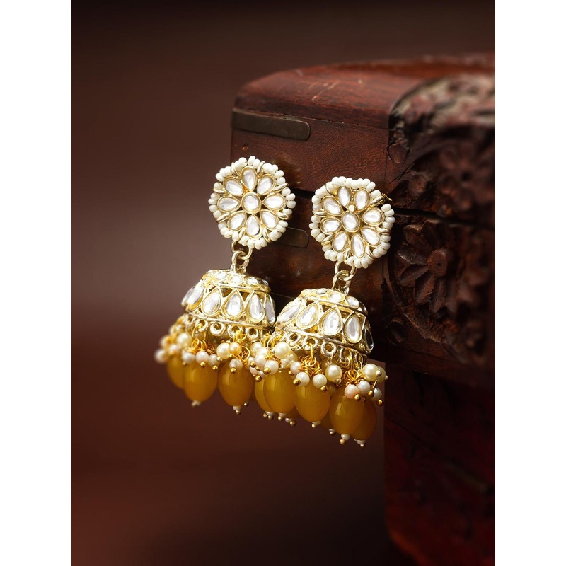 aadita Gold-Plated Geometric Jhumkas Earrings
