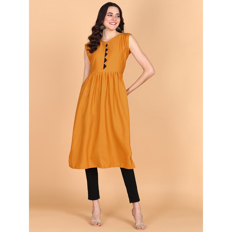 Aiza Collection V-Neck Sleeveless Flared Kurta