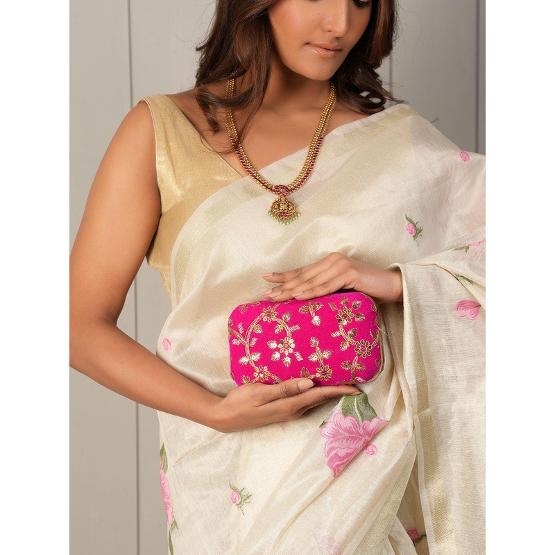 Anouk Floral Embroidered Embellished Box Clutch